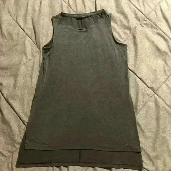 Athleta Gray Side Slit Tank Top Tencel Jersey Sleeveless Athleisure XS - Picture 2 of 6